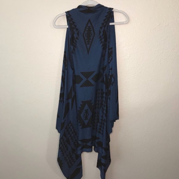 Orange FV Blue & Black Aztec sleeveless Cardigan - Picture 5 of 6